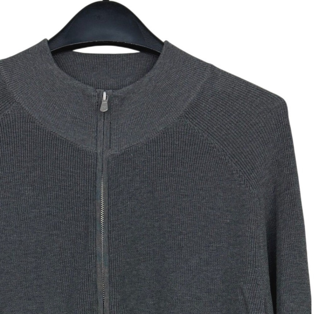 Jack Victor Murray Sweater SILK + Cotton Blend Mens Large Full Zip Charcoal Grey